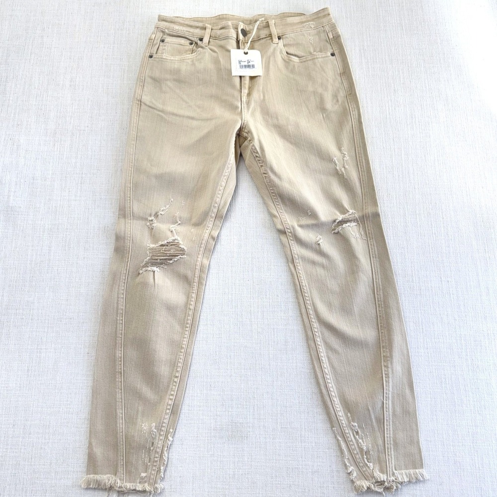 SER.O.YA Diego Designer Jeans Mens 32 Sand Dune Distressed Slim Fit‎